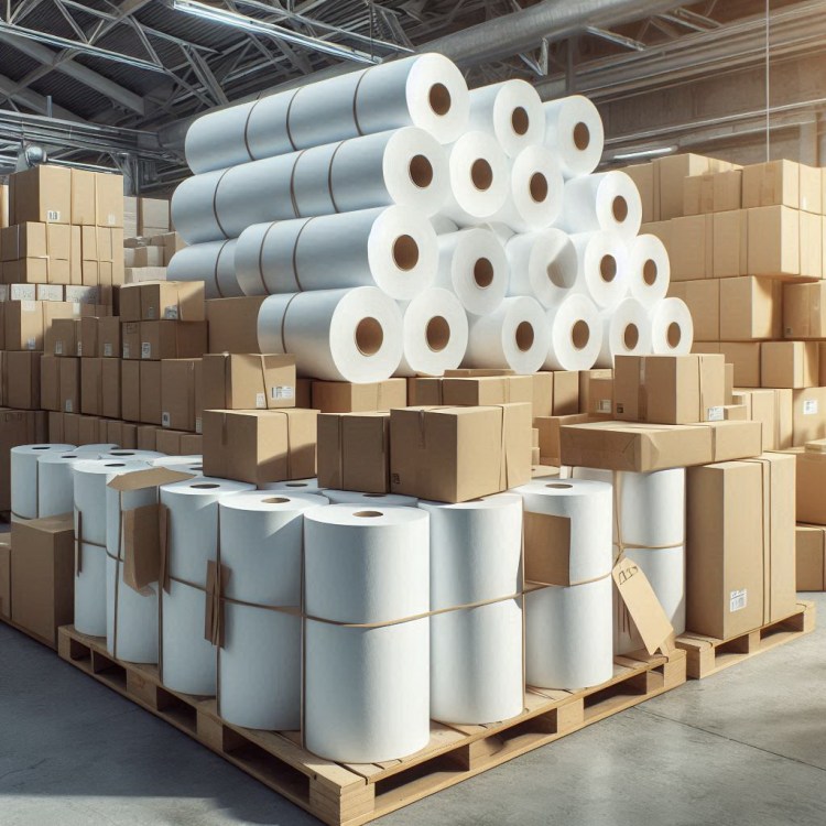 small jumbo rolls on pallets