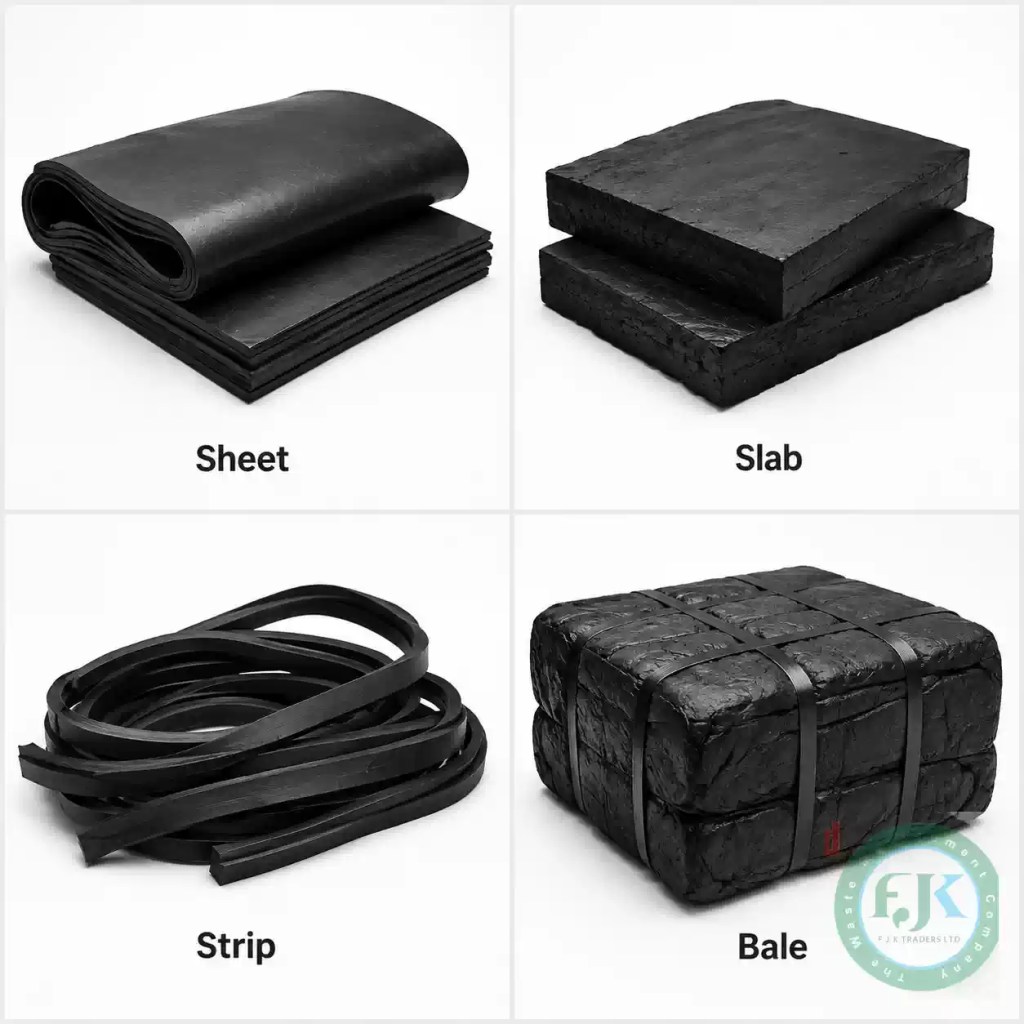 Sheets, slabs, strips and bales of uncured rubber compound