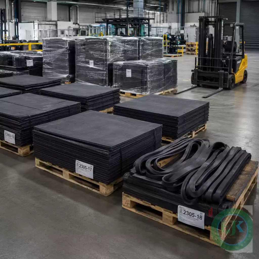 Unvulcanised rubber compound waste prepared for industrial collection